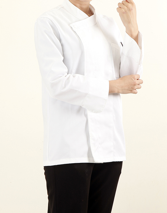 白色長袖單扣廚師服M