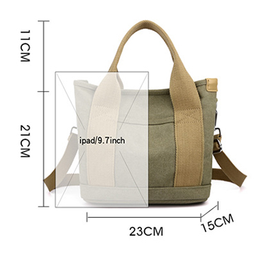 多隔層厚磅帆布兩用托特包