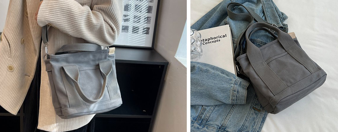 帆布多隔層兩用托特包